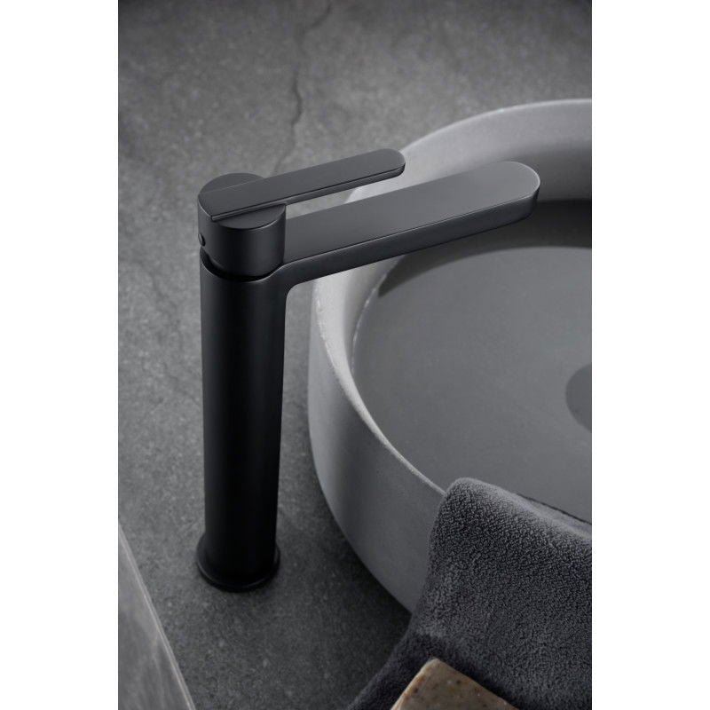 Roma matt black single-lever high basin