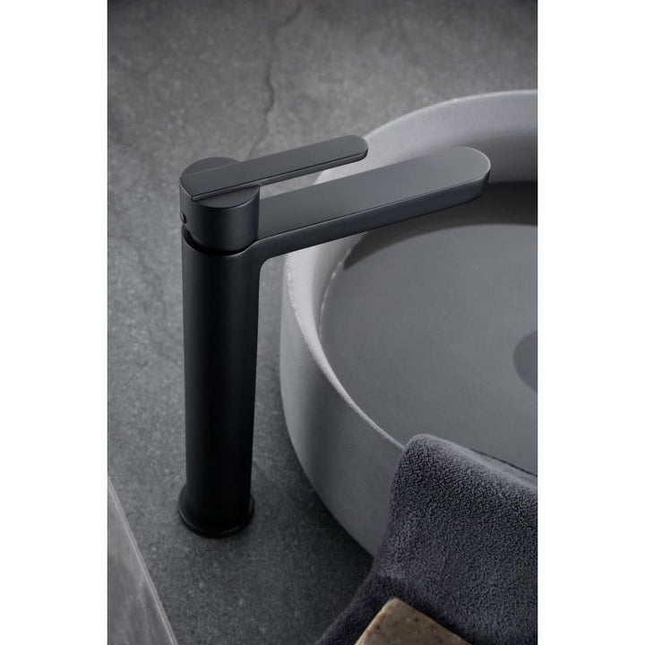 Roma matt black single-lever high basin