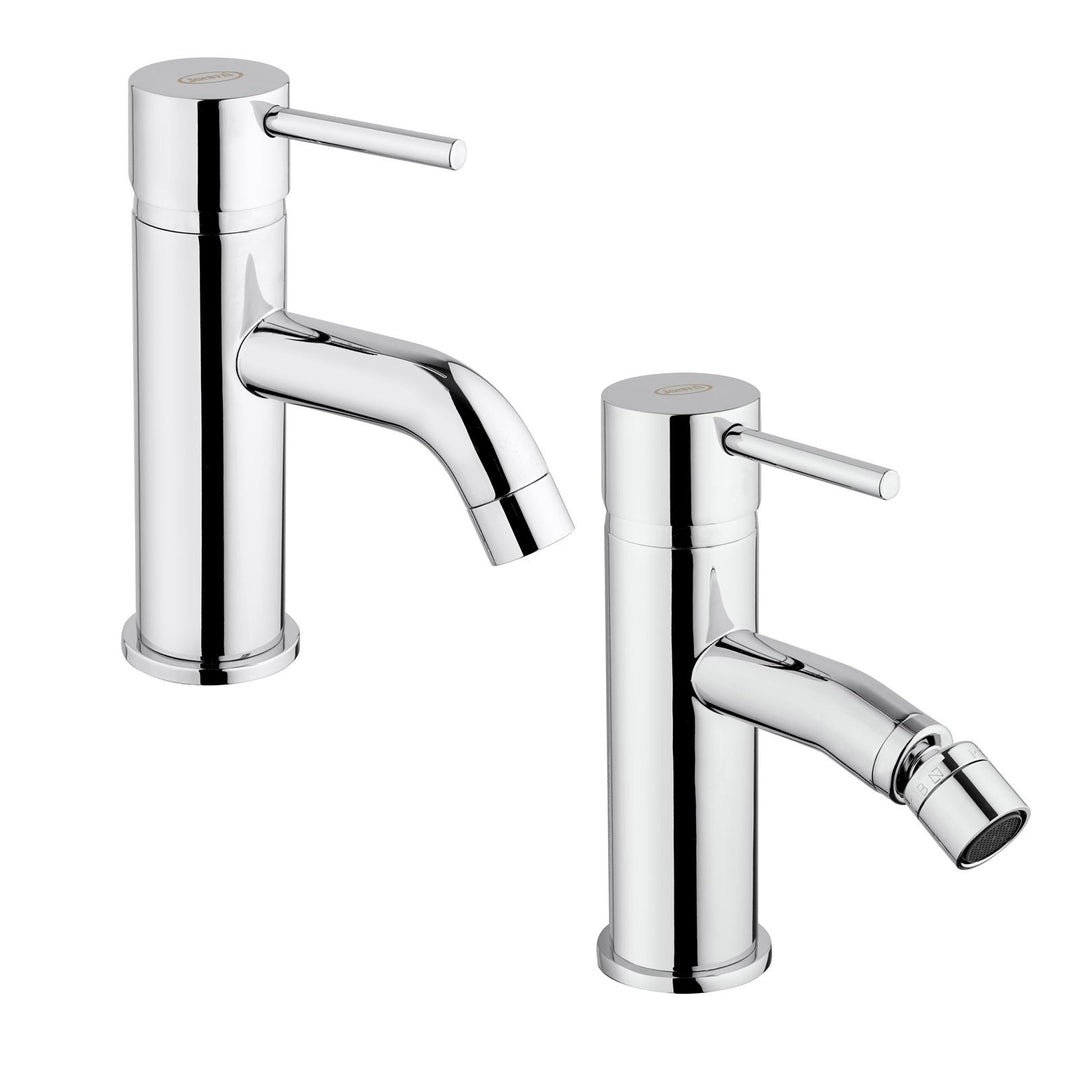 Complete set of basin and bidet mixers for click clack waste in chromed brass Jacuzzi - Gun taps