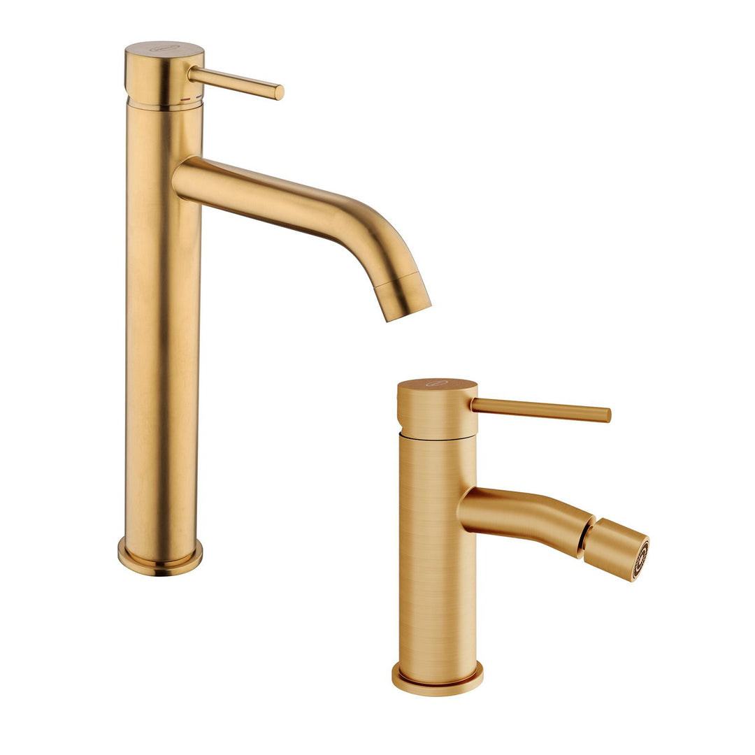 Jacuzzi Gun Gold High Sink and Bidet Set - Taps
