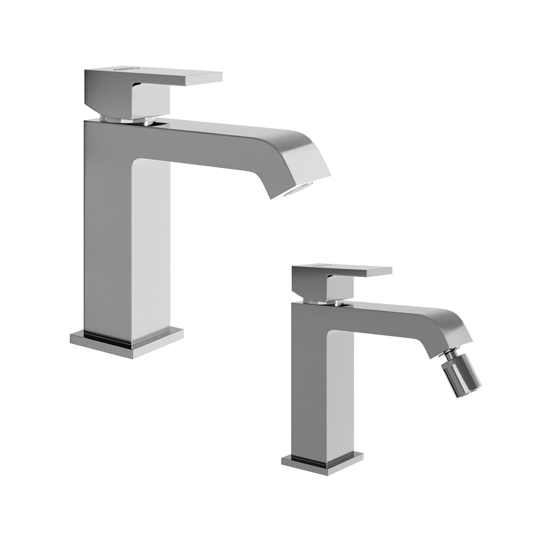 Set washbasin and bidet chrome Sorgente by Jacuzzi - Taps