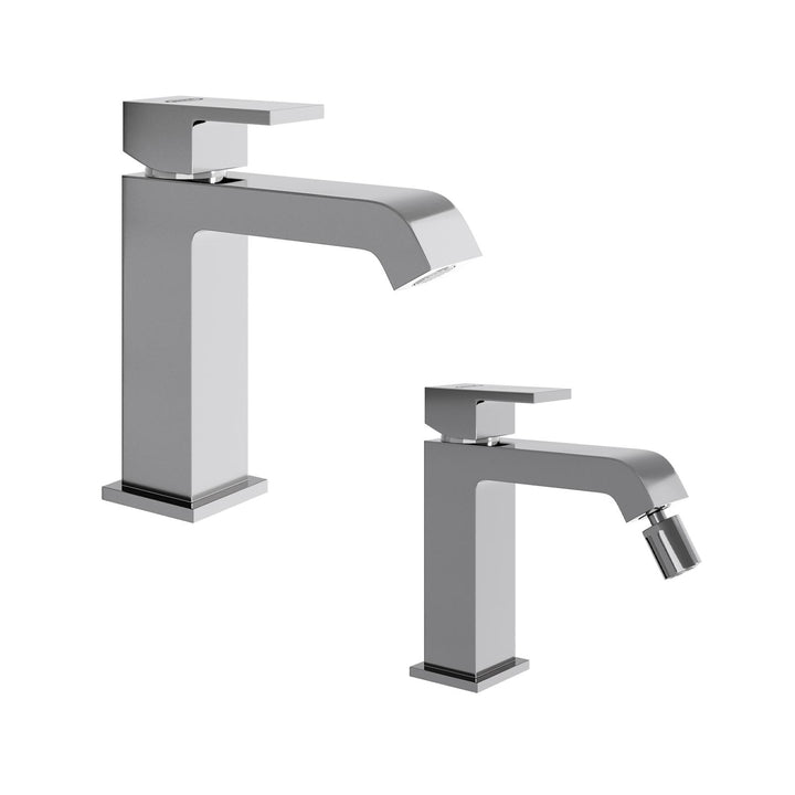 Set washbasin and bidet chrome Sorgente by Jacuzzi - Taps