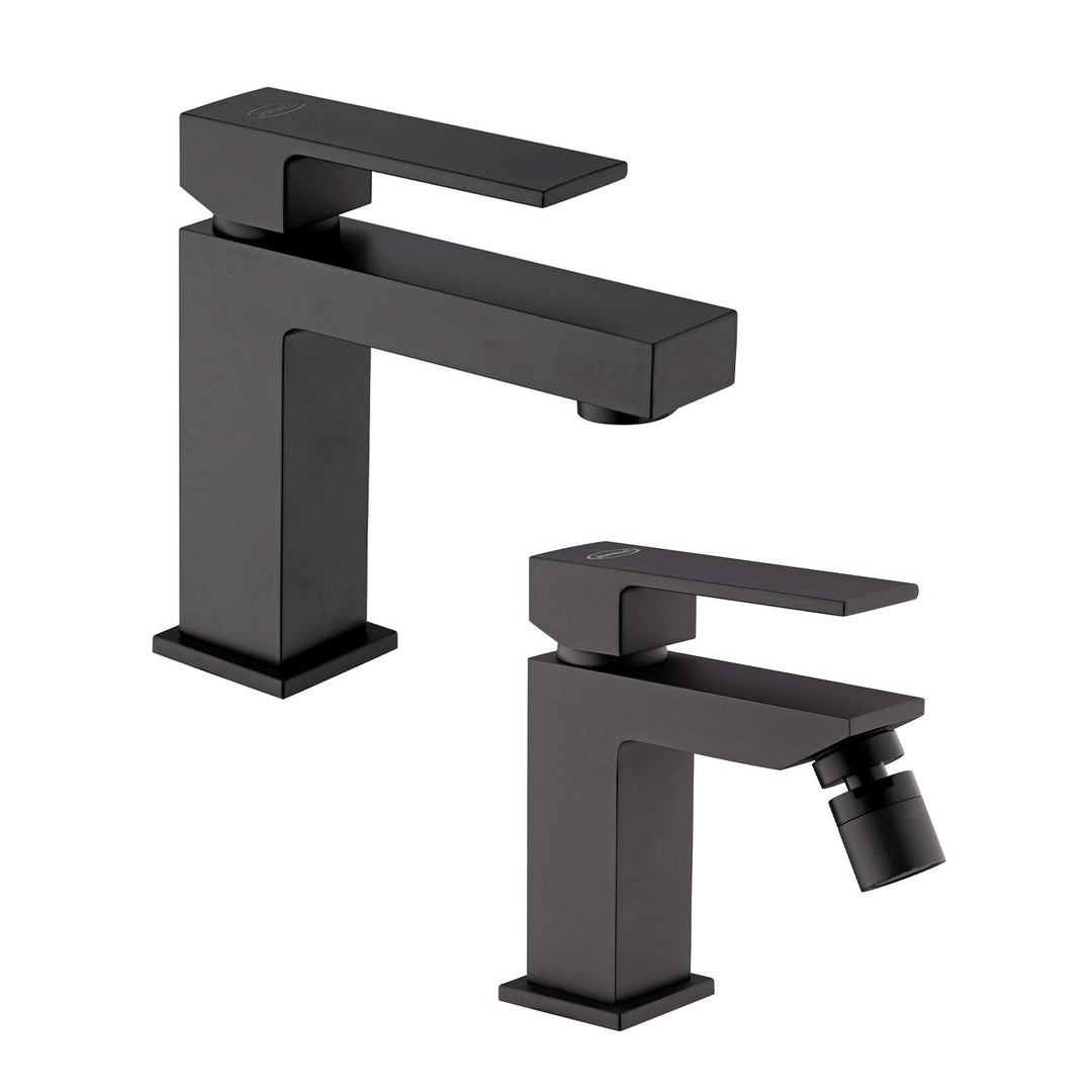 Black Crux basin and bidet set by Jacuzzi - Taps