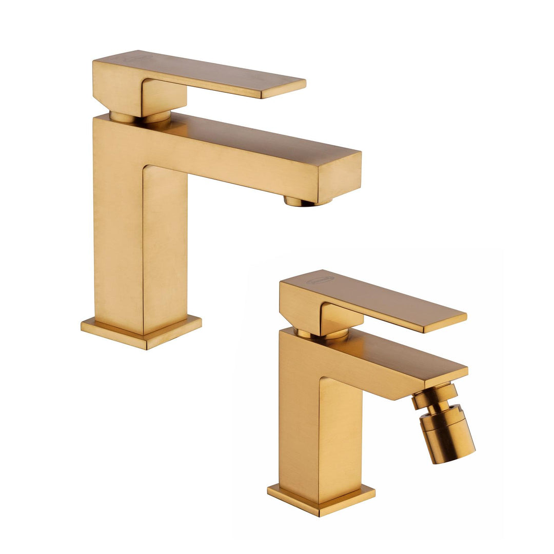 Crux Gold Washbasin and Bidet Set by Jacuzzi - Taps