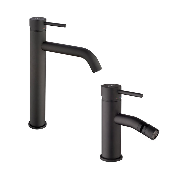 High basin mixer set + matt black bidet Gun by Jacuzzi - Taps