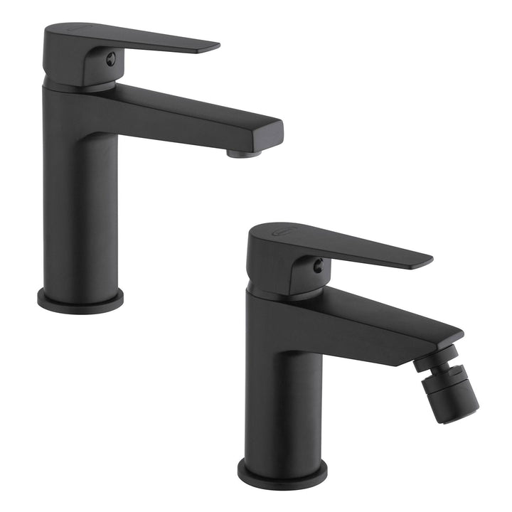 Inca matt black basin and bidet mixer set - image 1