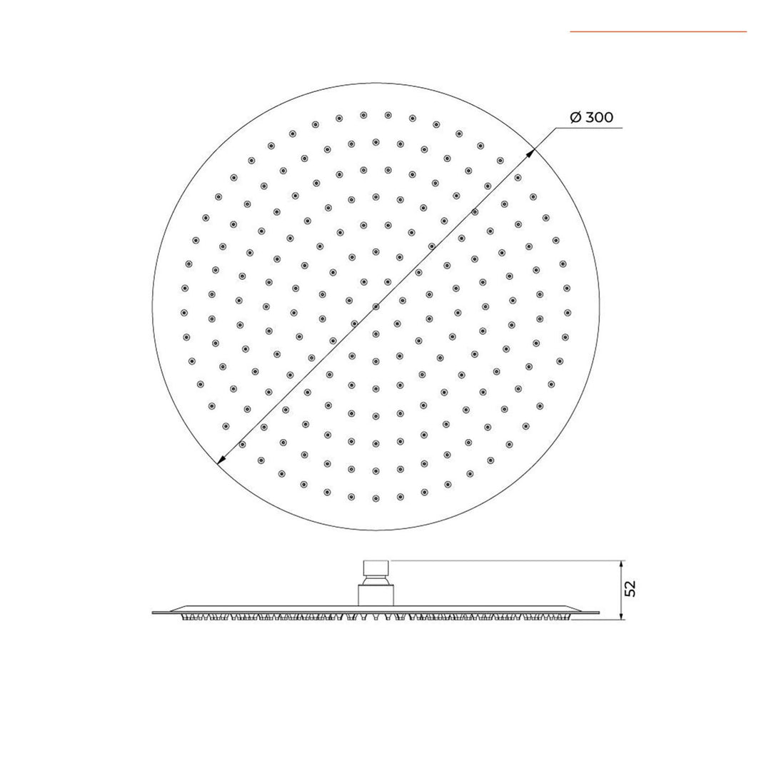 Ultra slim shower head set 30 cm with shower arm 35 cm brushed gold