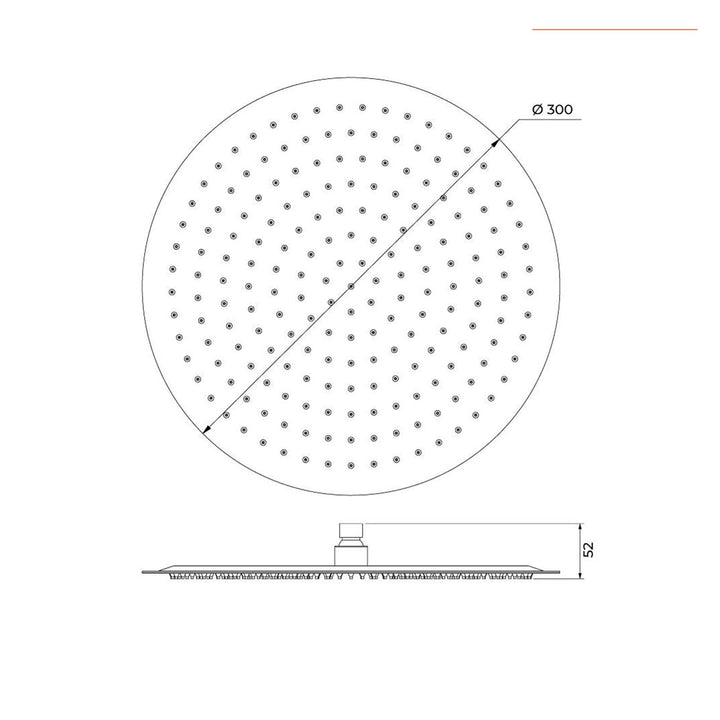Ultra slim shower head set 30 cm with shower arm 35 cm brushed gold