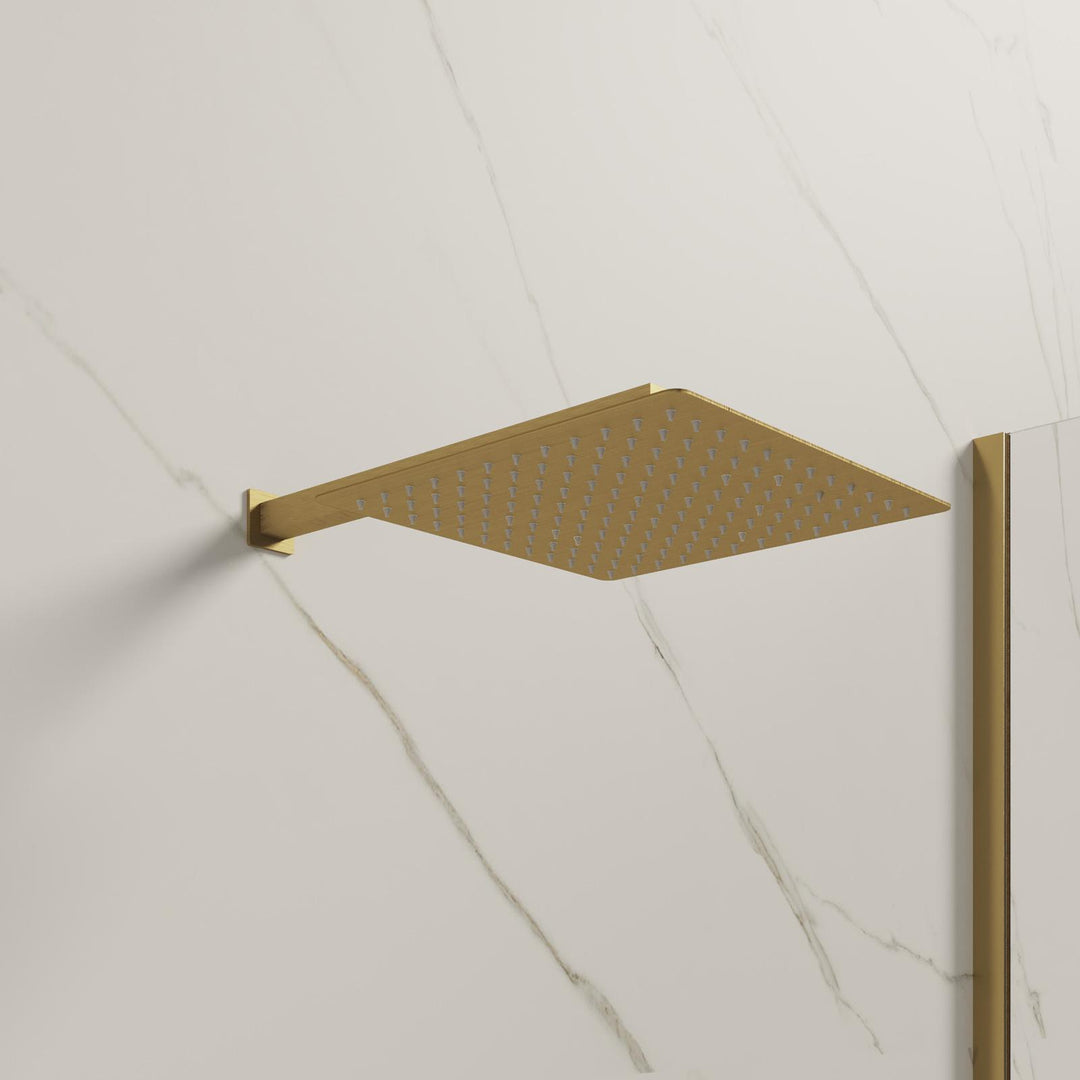 Ultra slim shower head set 30x30 cm with 40 cm square shower arm brushed gold