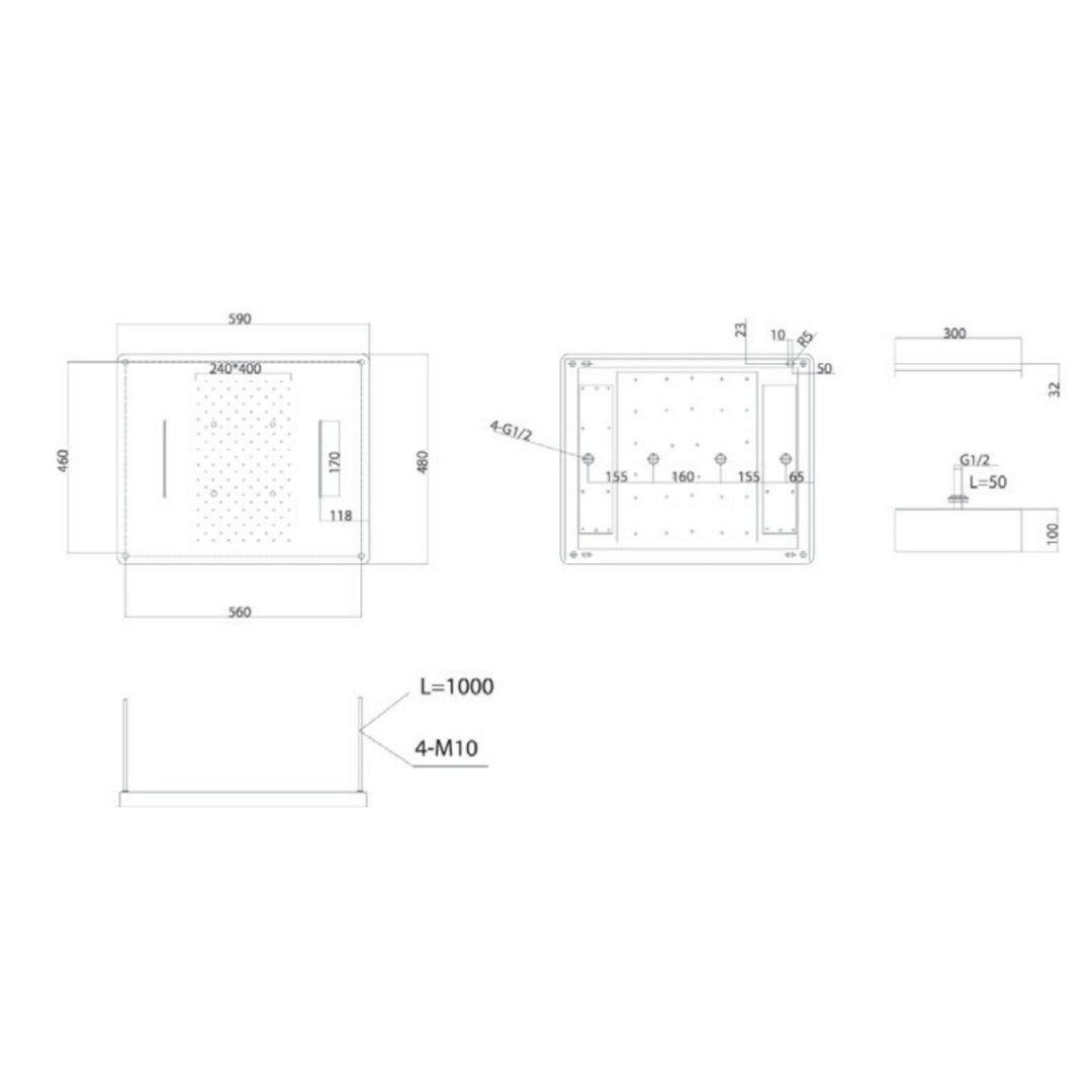 Shower head in matt black stainless steel 3 jets - image 3