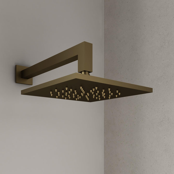 20x20 cm square shower head with satin gold arm