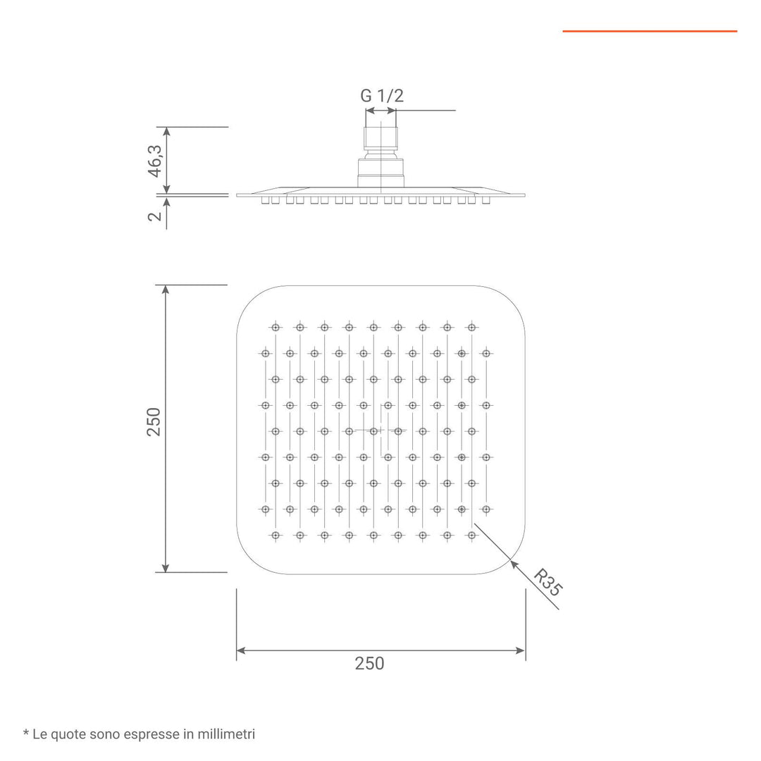 Jacuzzi 25cm square shower head and 35cm anti-limescale arm - image 6