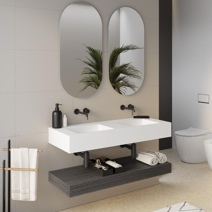 Matt white double sink top 120 cm - Medina